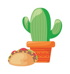 cactus with taco food mexican isolated icon