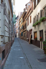 Narrow street in Strasbourg, France 