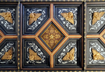 Old ceiling pattern. Interior design, antique Italian decor.