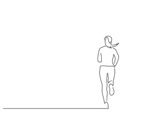 Woman running isolated line drawing, vector illustration design. Urban life collection.