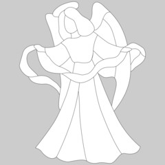 linear drawing in black and white, a sketch for stained glass, an image of angels