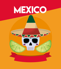 viva mexico celebration with skull death and hat
