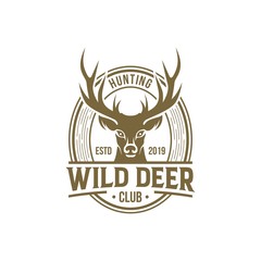 wild deer vintage logo design vector template 