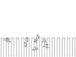 People walking isolated line drawing, vector illustration design. Urban life collection.