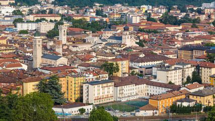 Fototapeta na wymiar Trento (Italy) - Cityscape of the historic centre from the top of Doss Trento overlooking the city