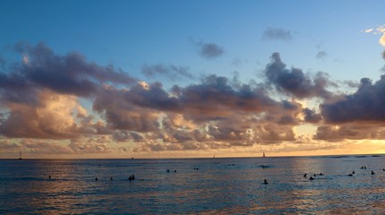 sunset on Waikiki beach