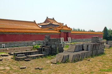 Fototapeta na wymiar Chinese ancient architectural landscape and idle blue bricks, China
