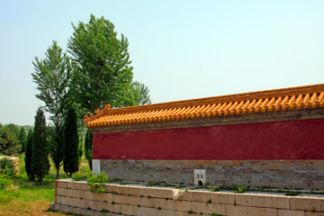 Fototapeta premium Chinese ancient architectural landscape, Yellow glazed tile roof
