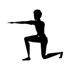 Black silhouette man show the way with hand casual clothes cartoon character design flat vector illustration isolated on white background