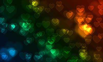 Abstract background with lights and hearts