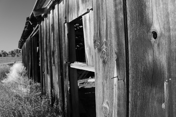 old wooden barn door and window
