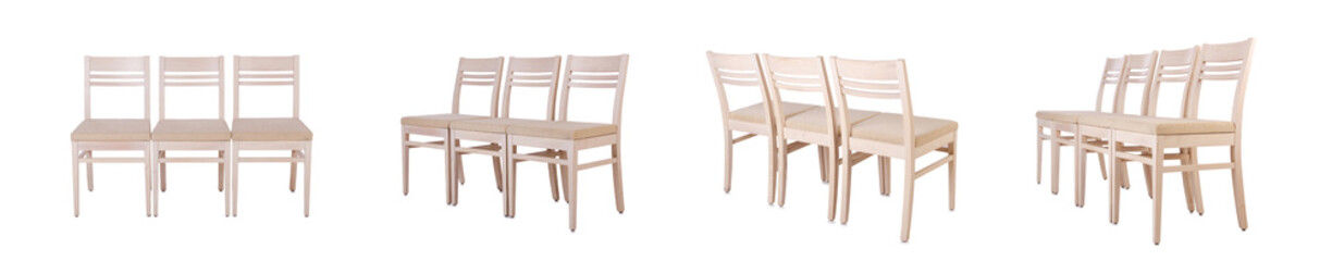 Row of chairs isolated on the white