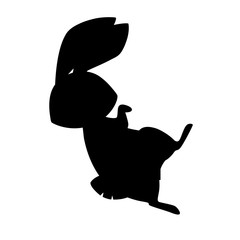Black silhouette cute grey rabbit cartoon animal design flat vector illustration isolated on white background