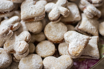 Vanilice (small Vanilla cookies) are bite-sized Serbian Vanilla cookies made as sandwich of two vanilla and walnut cookies held together with a dollop of jam, usually served around the Christmas
