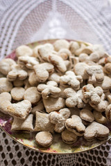 Vanilice (small Vanilla cookies) are bite-sized Serbian Vanilla cookies made as sandwich of two vanilla and walnut cookies held together with a dollop of jam, usually served around the Christmas