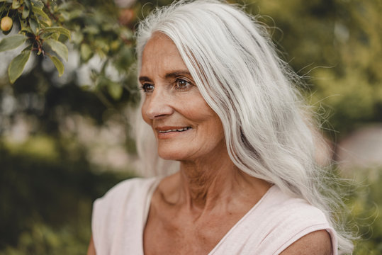 Portrait of a beautiful, white haired senior woman
