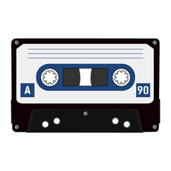 Vintage audio cassette isolated on white background - vector illustration