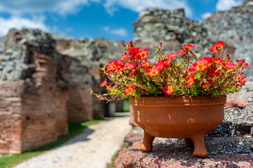 Remains of Gamzigrad (Felix Romuliana), UNESCO World Heritage Site near the city of Zajecar in east Serbia, ancient Roman complex of palaces built in 3rd and 4th century AD by Roman Emperor Galerius