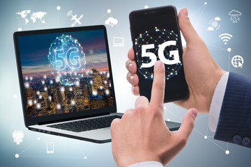 5G mobile technology concept - high internet speed