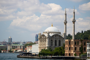 Fototapeta na wymiar Image of Ortakoy mosque. Photographed on the sea.