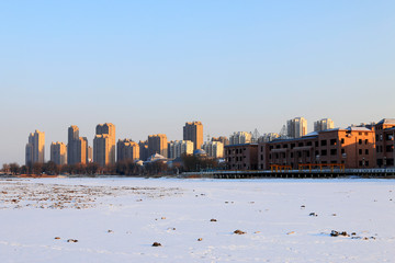 urban snow scene