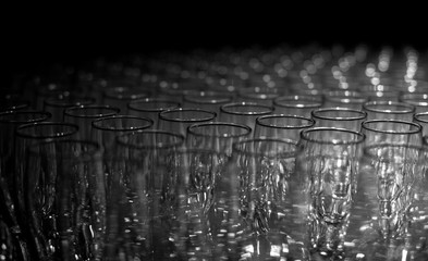 Many empty glasses of champagne background