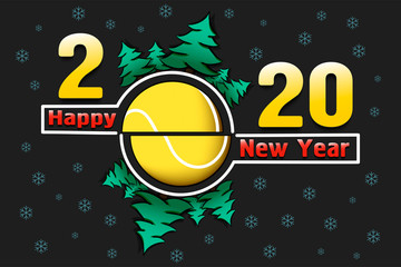 Happy new year 2020 and tennis ball