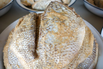 Pickled fish, fish fermented with salt and roast rice for a cooking in thai food style