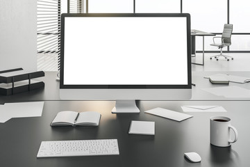 Desktop with empty computer display