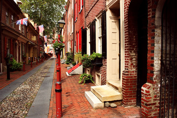 The oldest street in Philadelphia Elfreth's Alley.America. September 2017