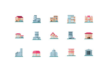 real estates property icon set on white background