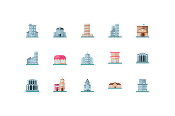 real estates property icon set on white background