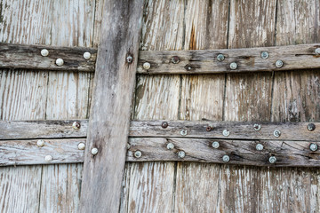 Ribs and Planks, old wooden hull, rustic aged background.