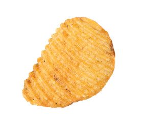 Potato chip isolated on a white background.