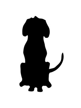 umriss sitzender hund schatten kontur silhouette herrchen frauchen welpe brav sitz warten umrandung design cool clipart haustier