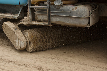 Brush on the sweeper rotates