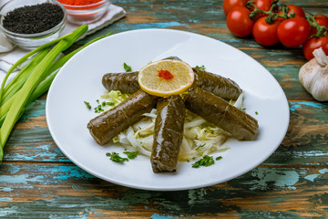 Dolma georgian kitchen on wooden table