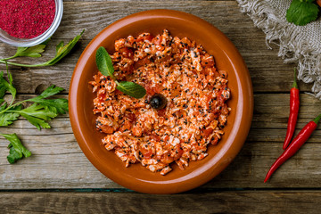 Shanglish lebanese cuisine on wooden table
