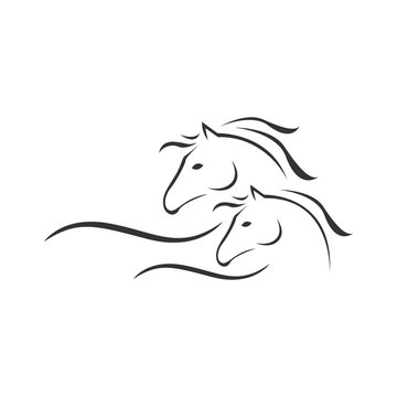 silhouette of 2 Horse Logo Template Vector illustration design on white background