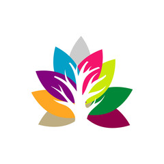 colorful silhouette of tree logo vector design graphics element