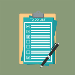 checklist questionnaire paper; square box with sign; vector illustration