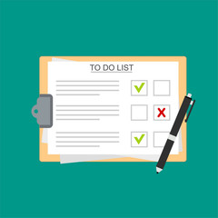 checklist questionnaire paper; square box with sign; vector illustration
