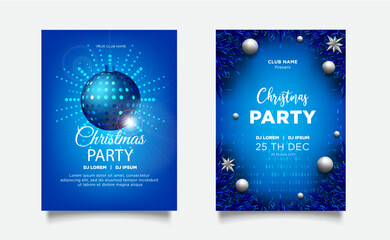 christmas banner, greeting card with realistic decorative elements on wood background