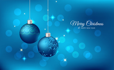 Christmas banner. greeting card with blue background - vector