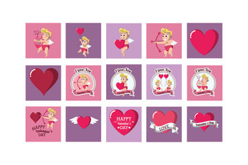 bundle of happy valentines day icons