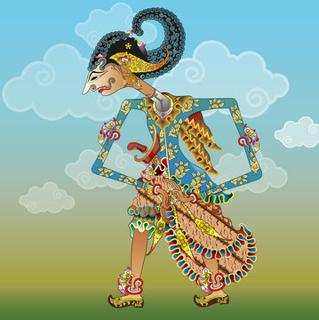 Vector illustration, modification of wayang kulit purwa, character of Bathara Kamajaya.