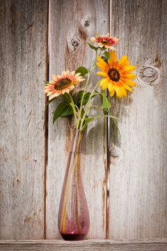 bouquet of flowers on wooden background