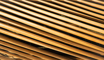 Closeup dried coconut leaves pattern with sunlight.