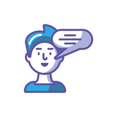 wman with speech bubble on white background