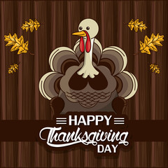 happy thanksgiving day card with turkey character